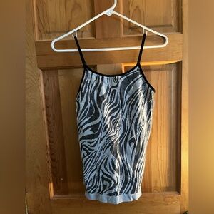 Athleta zebra striped ribbed tank top black and white size small